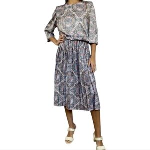 VINTAGE librarian mandala print Midi dress